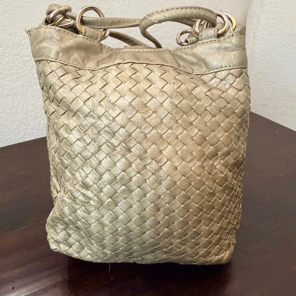 Ganson EUC (Botegga vibe) leather 
Metallic Woven buttery Crossbody, 
Shoulder - Picture 7 of 13